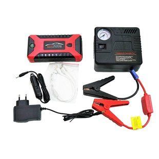 Пускозарядний пристрій червоний JUMP STARTER JX27 WITH PUMP 99800 мАг &bull; Автомобільний стартовий блок з компресором та зарядкою 55794 фото