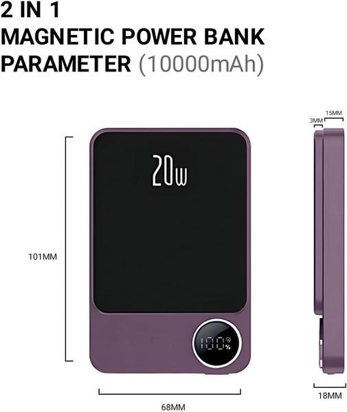 Бездротовий Power Bank MagSafe 20 000 mAh для телефону ∙ Зарядний пристрій Power Bank MagSafe 20 000 mAh 57393 фото