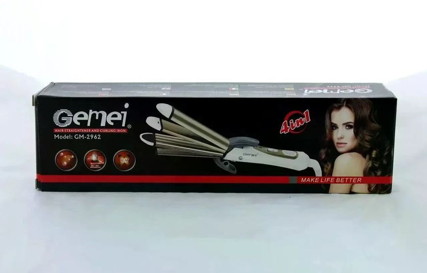 Щипці для волосся GEMEI GM-2962 4 в 1 T200 &bull; Плойка, випрямляч, гофре та прикореневе гофре для укладання волосся з керамічним покриттям 57649 фото