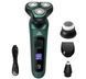 Електробритва 4 в 1 Shaver 9D зелена &bull; Чоловіча акумуляторна роторна бритва з тримером, насадкою для носа, щіткою для обличчя та LCD-дисплеєм 58621 фото 6
